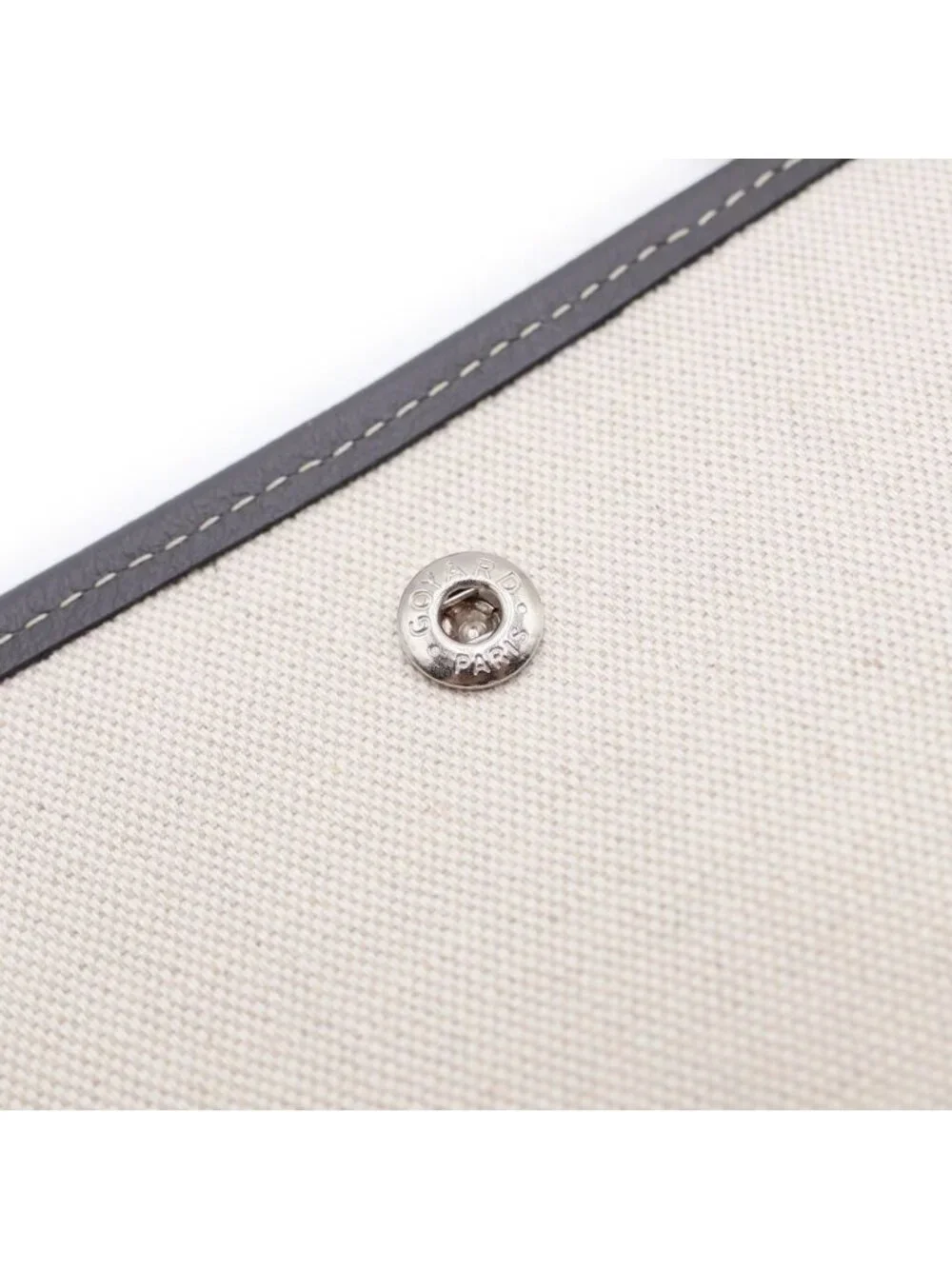 Goyard Plumet Canvas Leather Shoulder Bag Pouch Wallet Silver Gray
